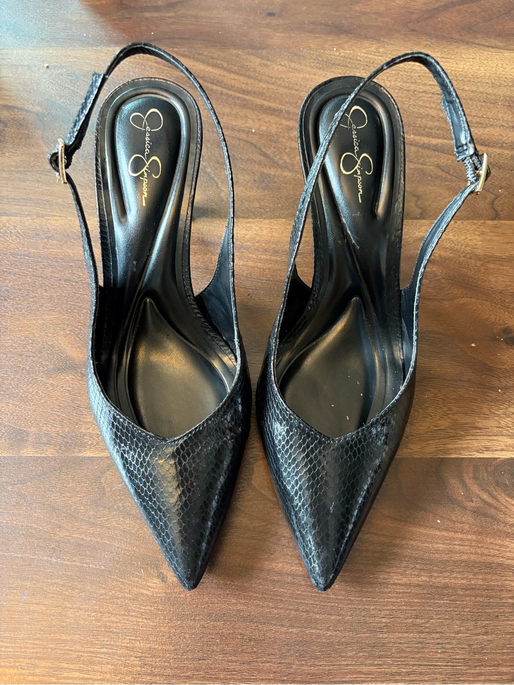 Jessica Simpson Black Slingback Pointed-Toe Pumps